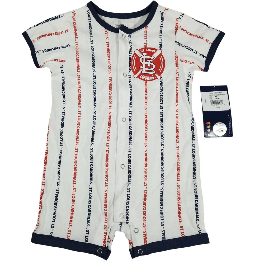 MLB St Louis Cardinals Romper Baby 18M‎ White Cotton Baseball Jersey Style